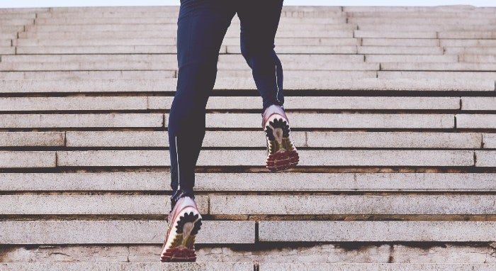 running up stairs outside