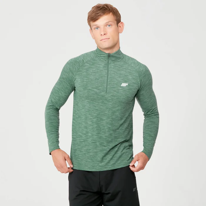 Maglia Performance con cerniera 1/4 - Verde