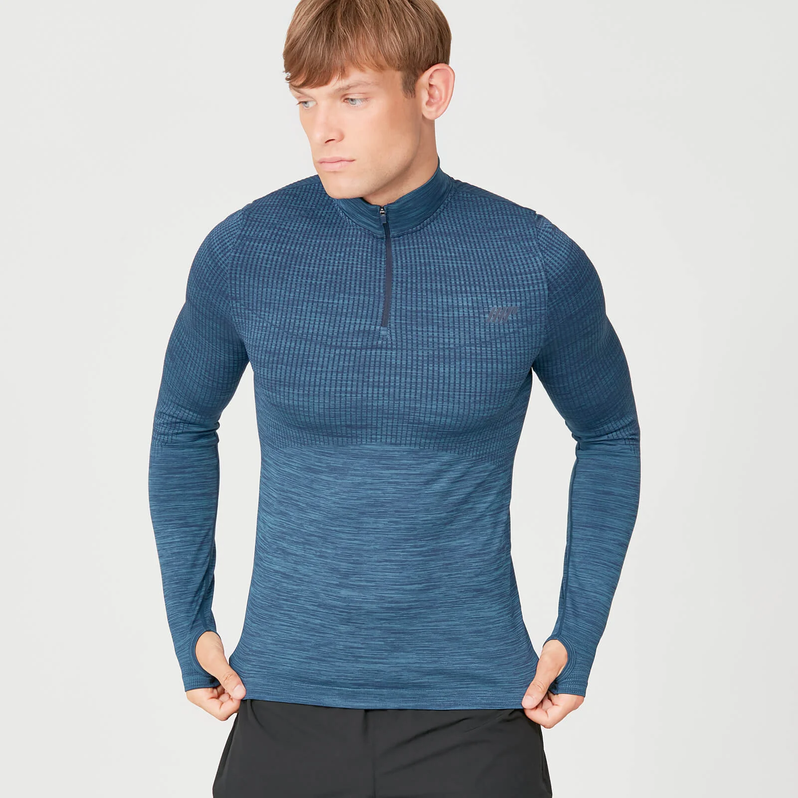 Maglia Seamless Sculpt con cerniera 1/4 - Blu petrolio - S Immagine 1