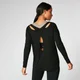 Maglia a maniche lunghe con spacco - Nero