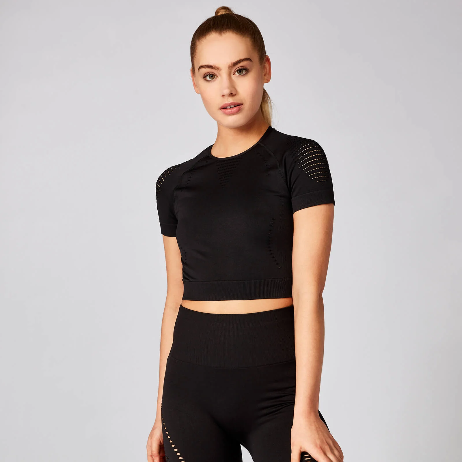 Maglia corta a maniche corte Shape Seamless - Nero - XS Immagine 1