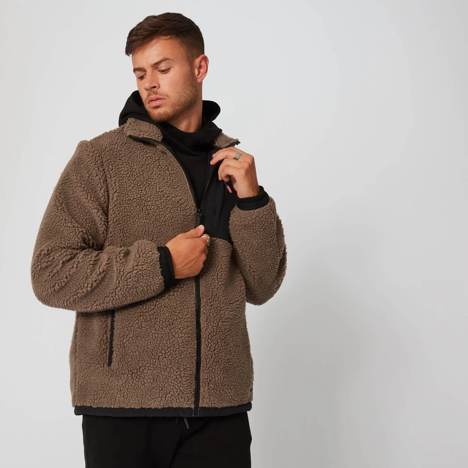 Giacca in pile borg con cerniera - Marrone - XS Immagine 1