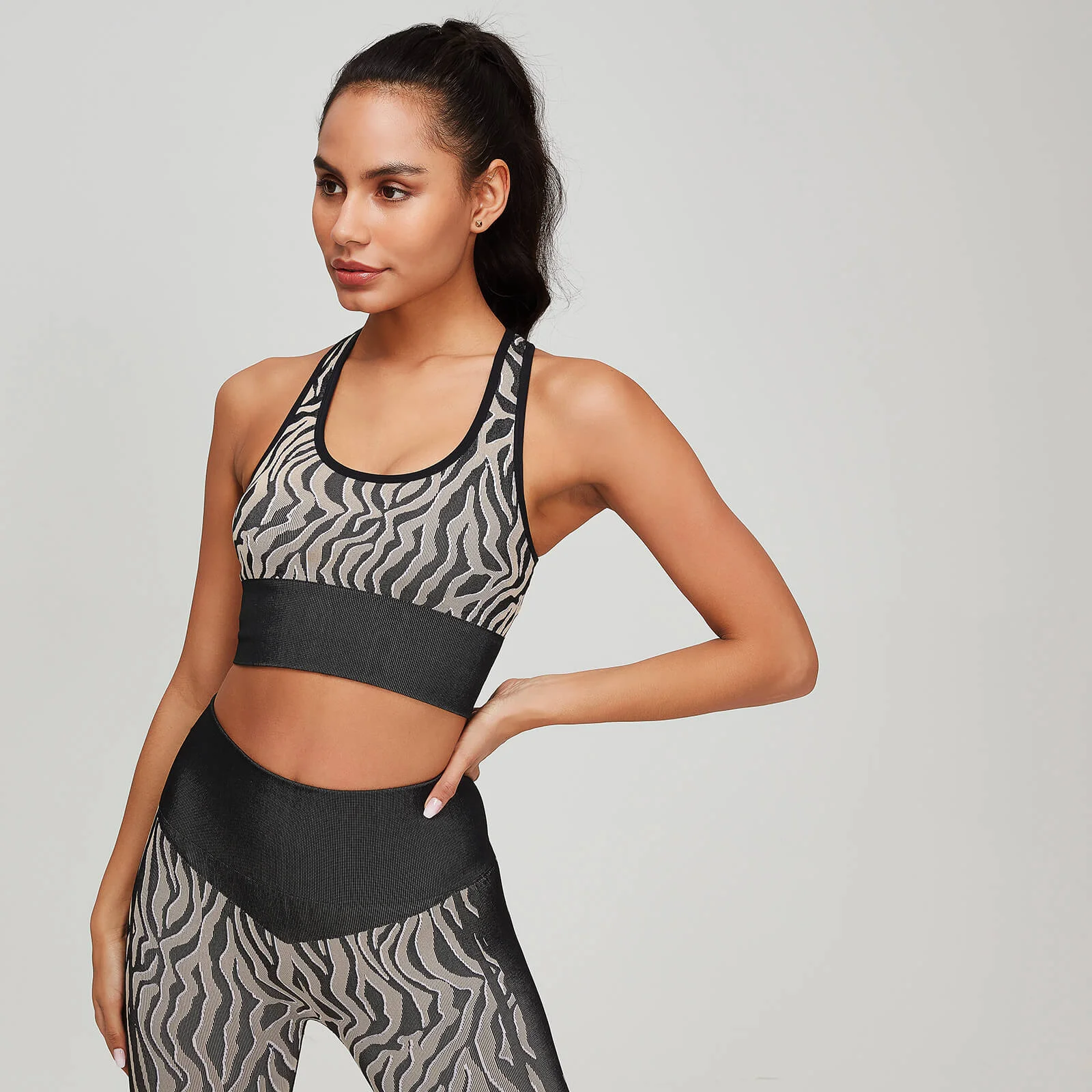 Reggiseno sportivo Seamless Animal Zebra MP - Nero/Marrone - XS Immagine 1