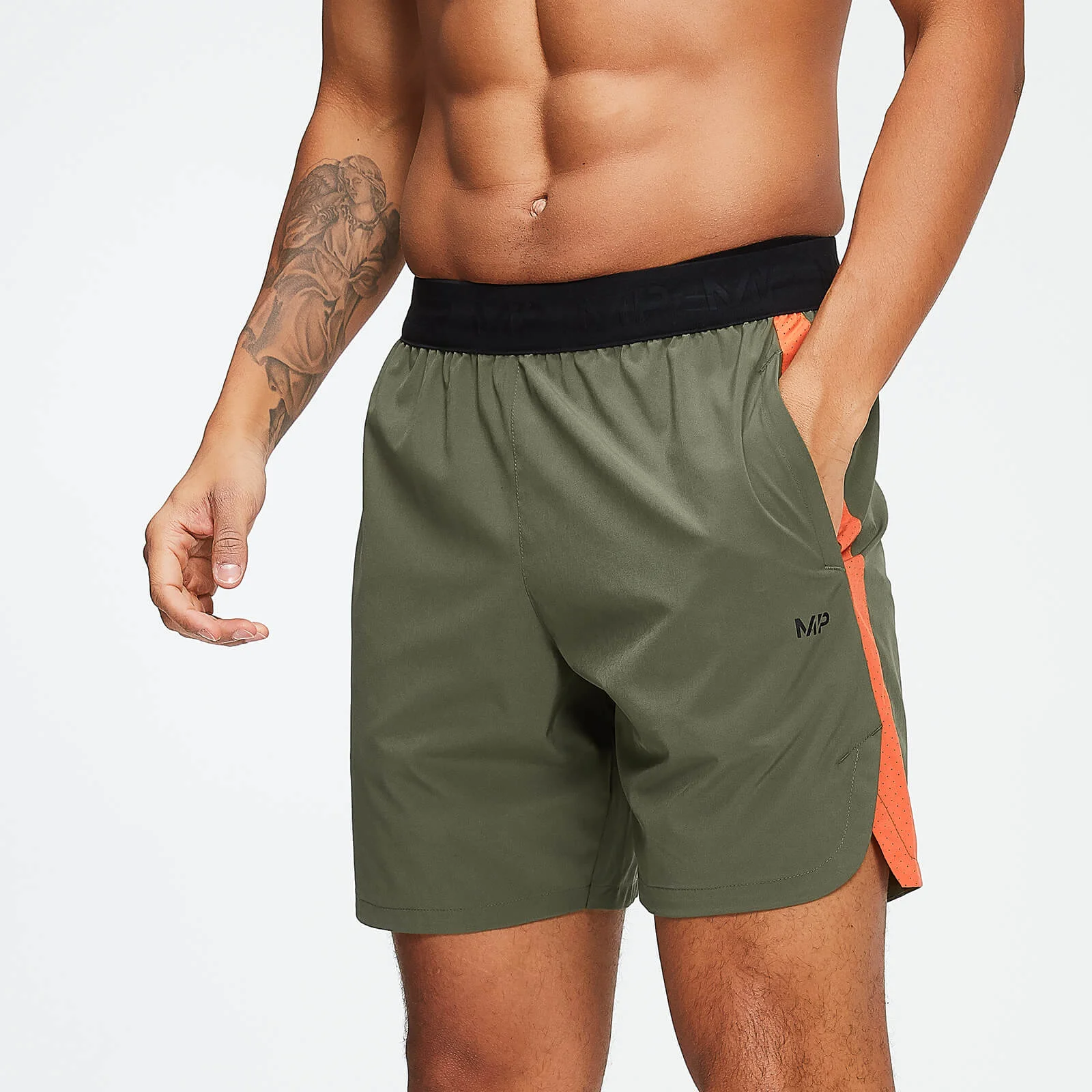 Pantaloncini sportivi 17,8 cm - Verde militare/Spark - XS Immagine 1