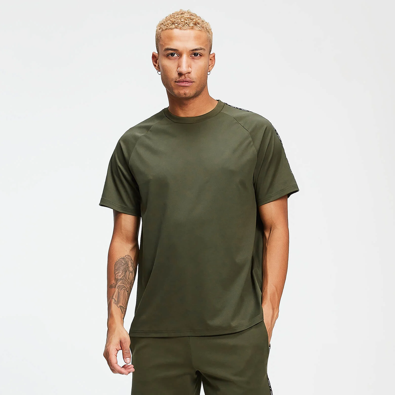 T-shirt in tricot con doppia fascia - Verde militare - XS Immagine 1