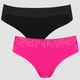 Slip Hipster in cotone da donna - Confezione da 2 - Rosa acceso/Nero