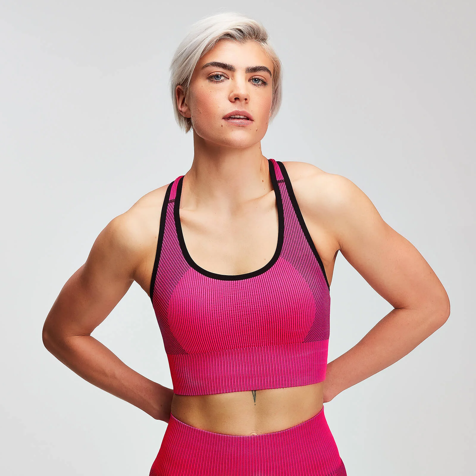 Reggiseno sportivo MP Seamless Contrast - Rosa acceso - XS Immagine 1