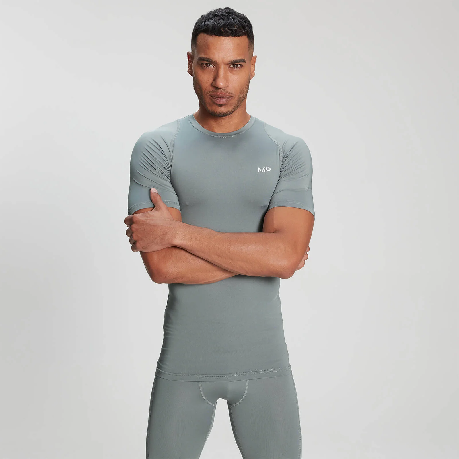 T-shirt aderente a maniche corte MP Base Layer da uomo - Storm - XXS Immagine 1