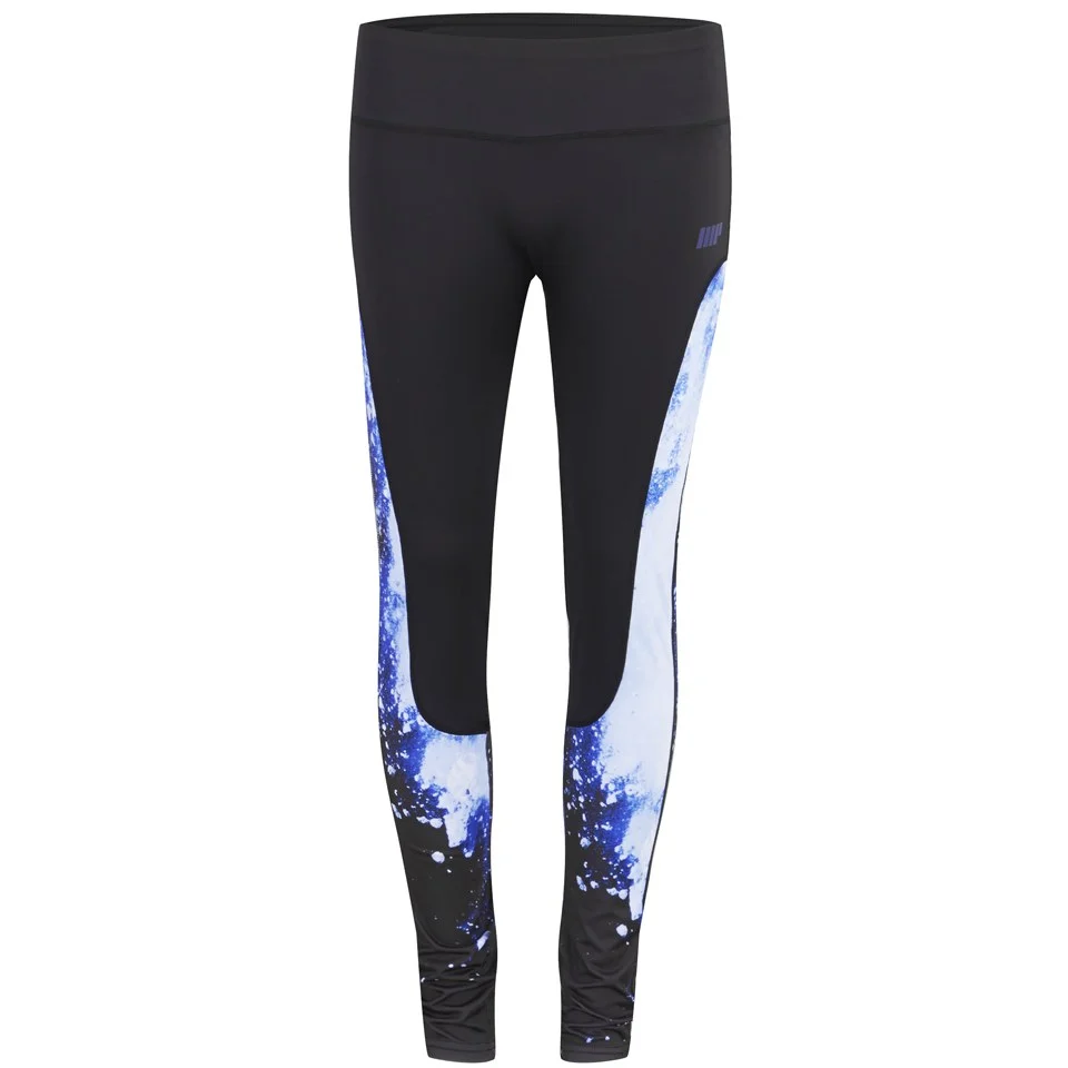 Leggings Pannellati Stampati a Vita Alta da Donna - Blu Immagine 1