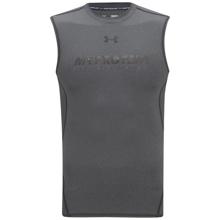 Under Armour HeatGear Maglia a Compressione Smanicata da Uomo - Carbonio