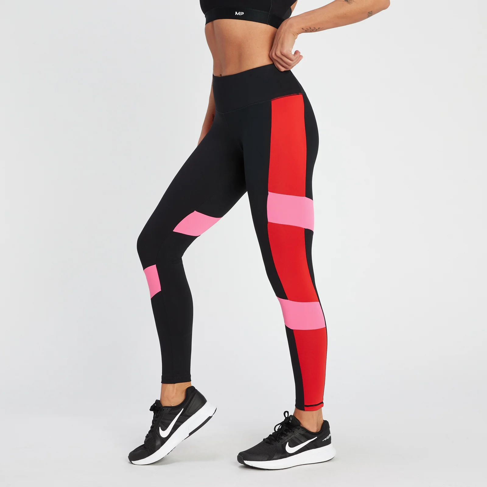 Leggings Power Colour Block - Nero/Rosso acceso - XS Immagine 1