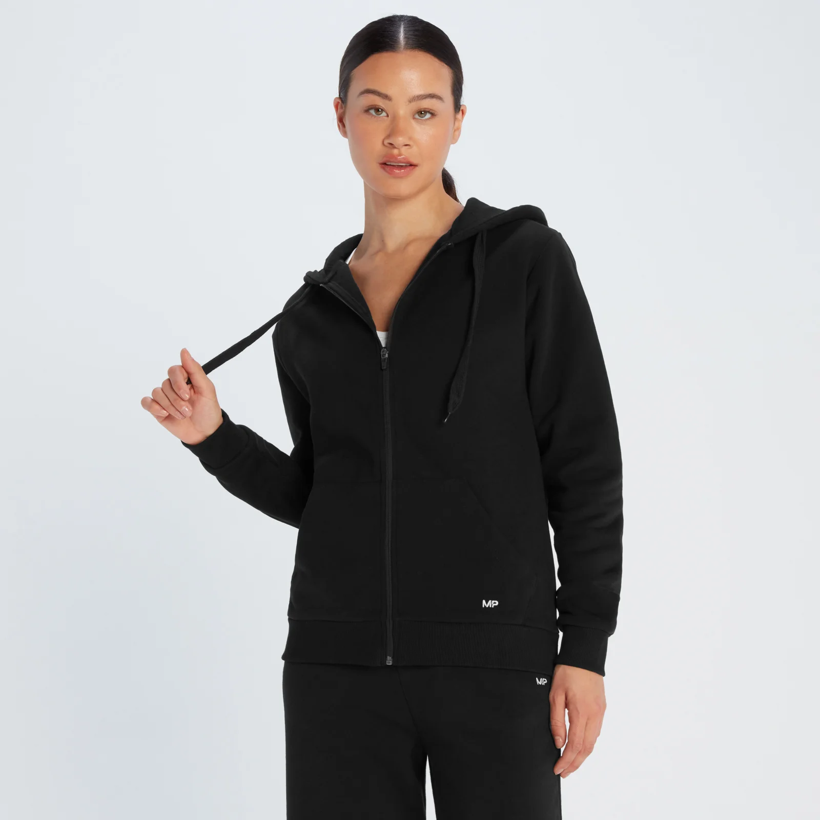 Felpa con cappuccio e cerniera MP Essentials da donna - Nera - XS Immagine 1