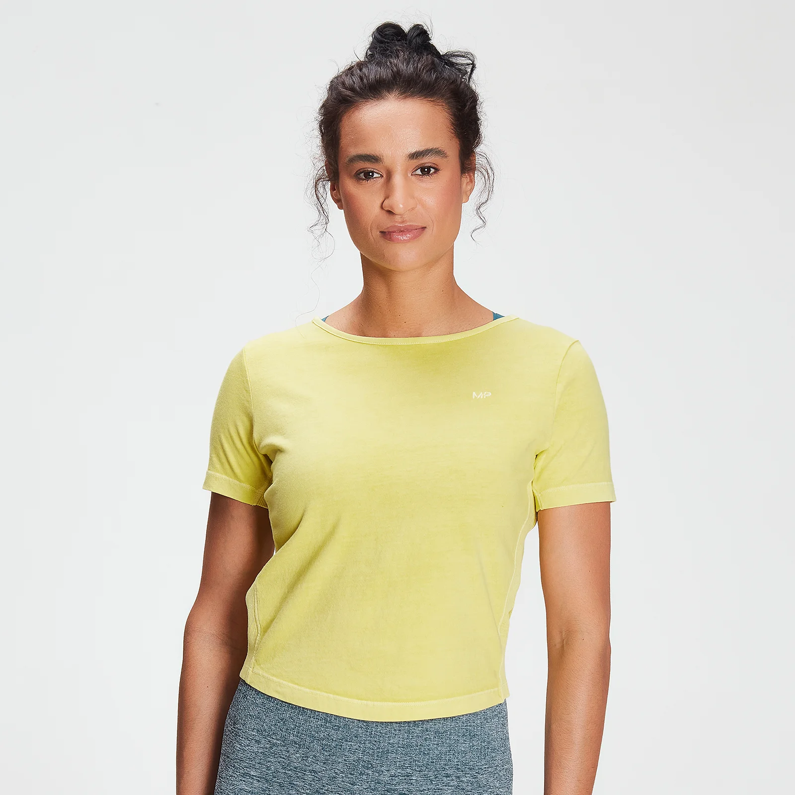 T-shirt Training Washed Tie Back MP da donna - Giallo slavato - XXS Immagine 1
