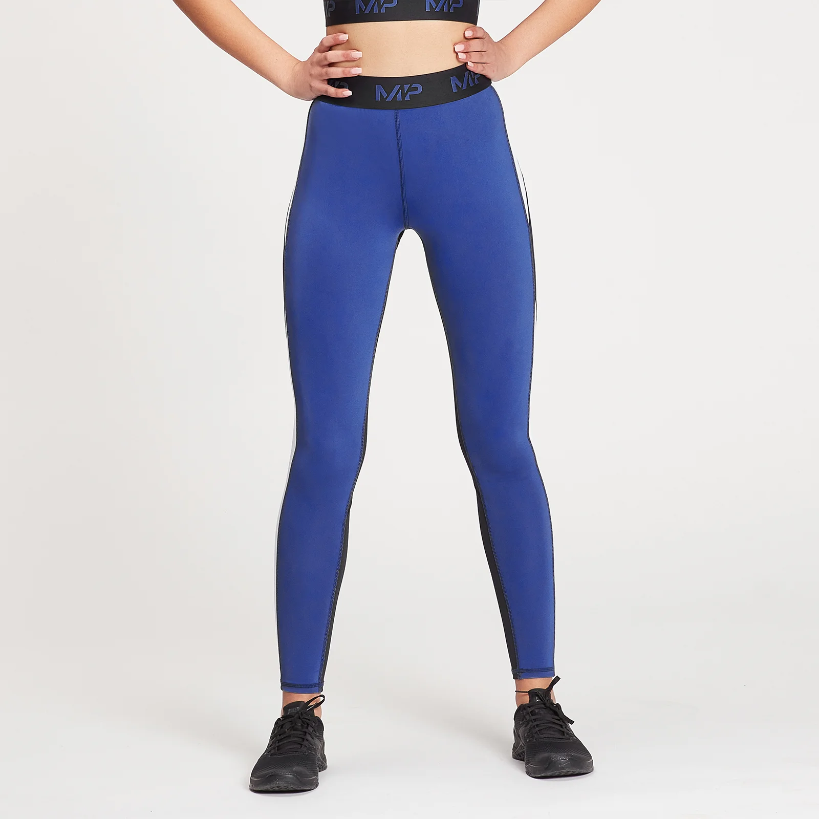 MP Women's Engage Colour Block Leggings - Black / White / Cobalt - XXS Immagine 1