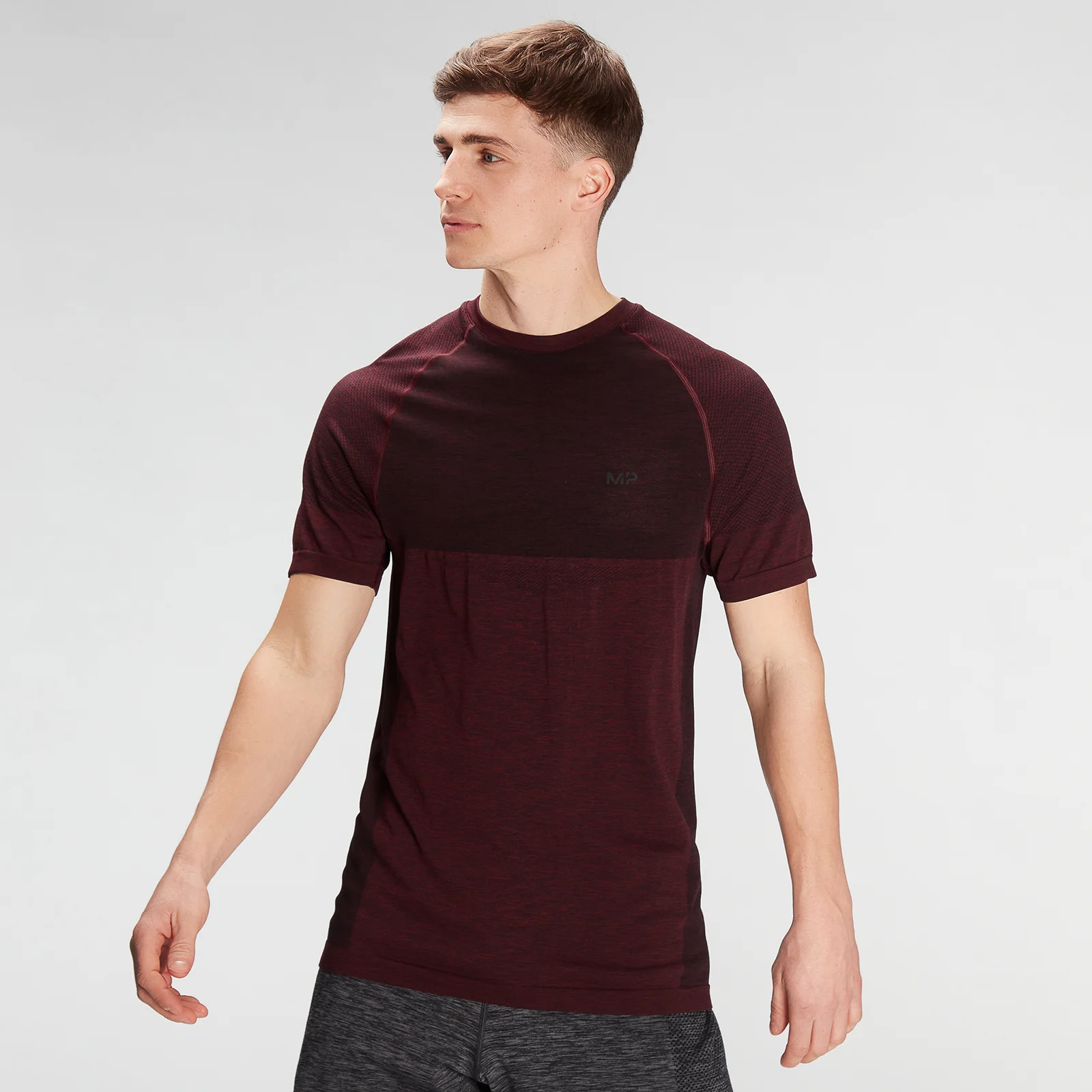 T-Shirt a maniche corte MP Essentials Seamless da uomo - Rosso scuro slavato mélange - XXS Immagine 1