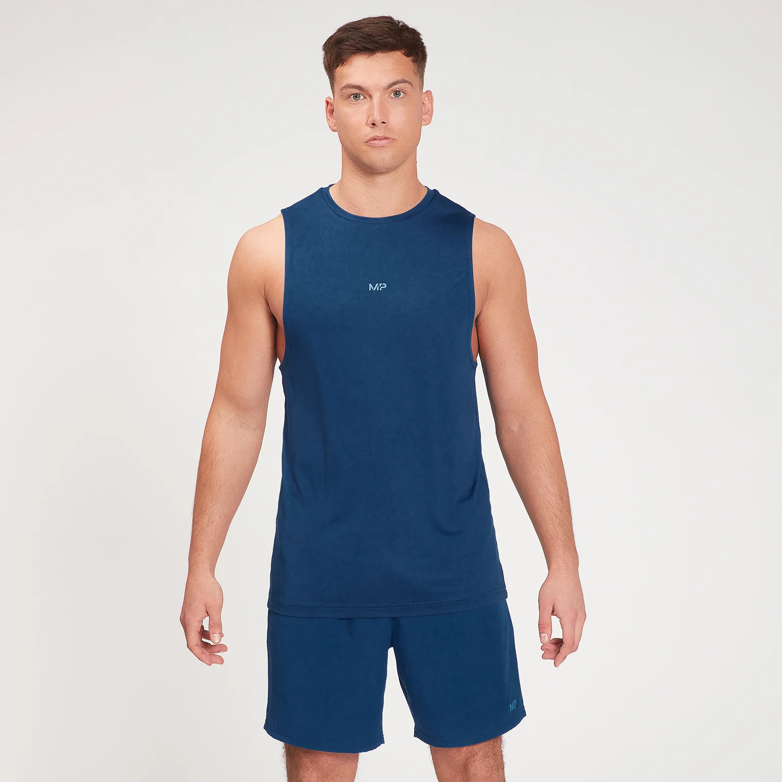Canotta sportiva con stampa effetto sfumato MP da uomo - Blu scuro - XXS Immagine 1
