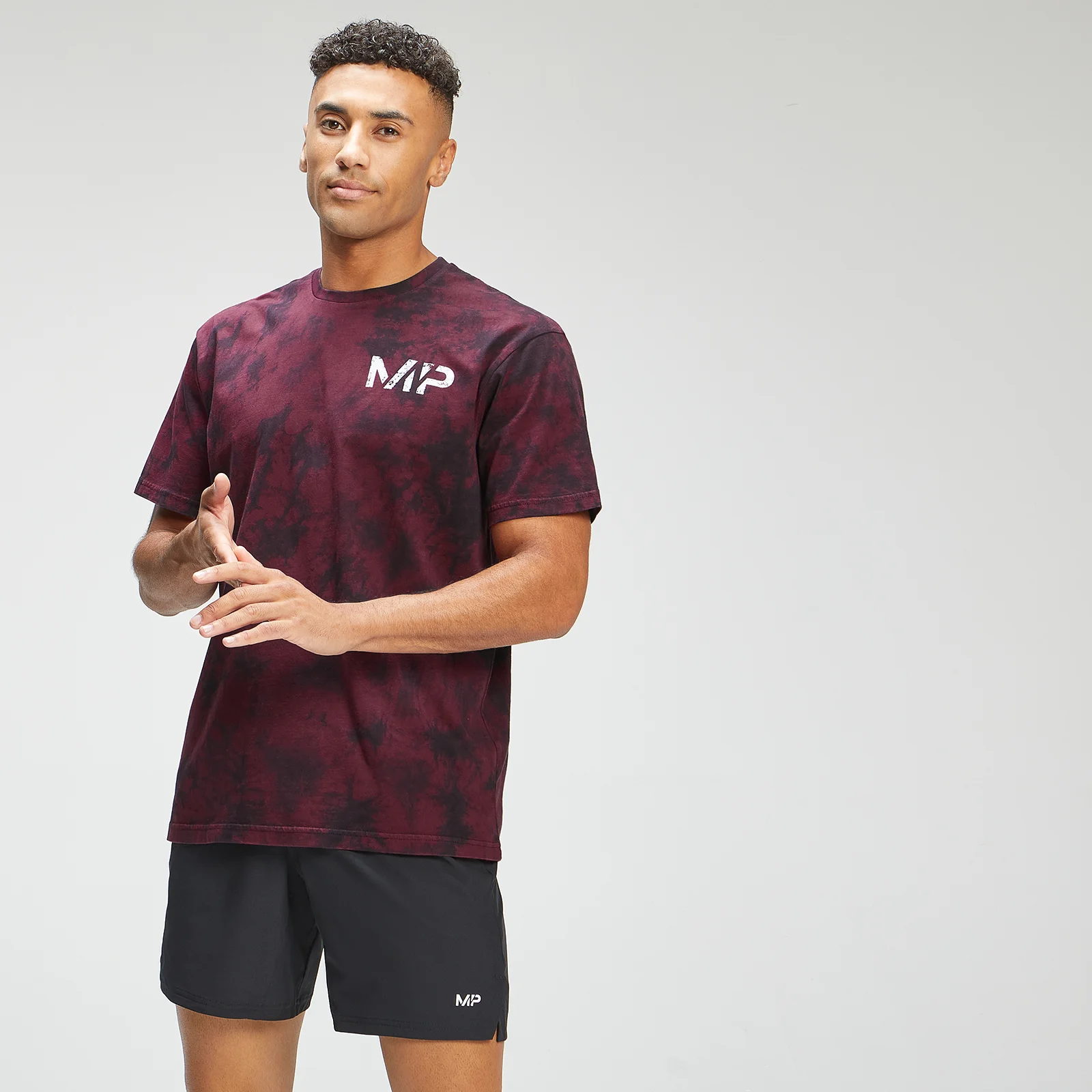 MP Men's Adapt Tie Dye Short Sleeve Oversized T-Shirt - Black/Merlot - XXS Immagine 1