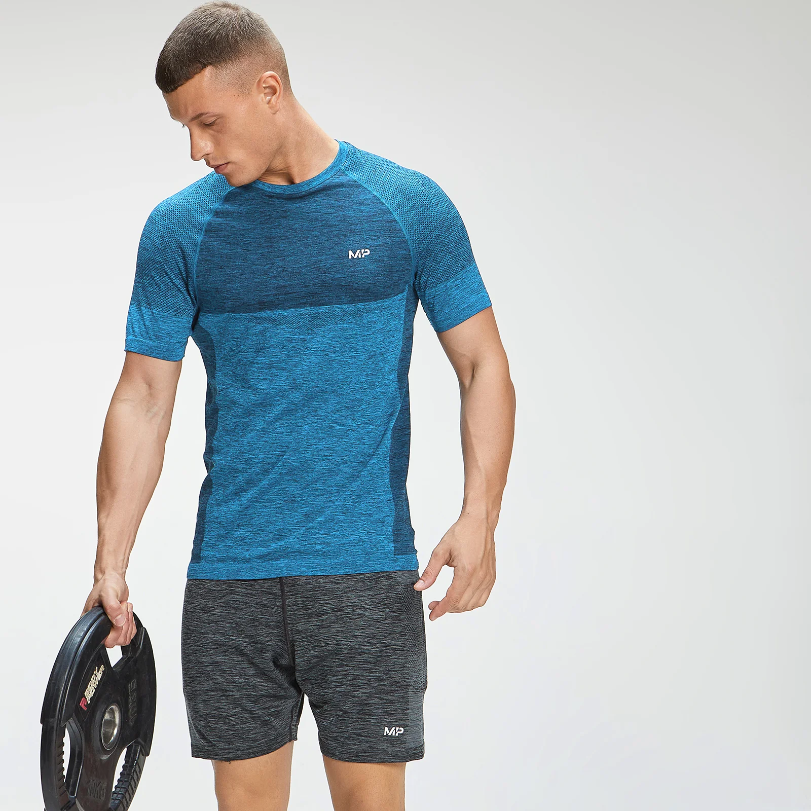 T-Shirt a maniche corte senza cuciture MP Essentials da uomo - Azzurro intenso mélange - XXS Immagine 1