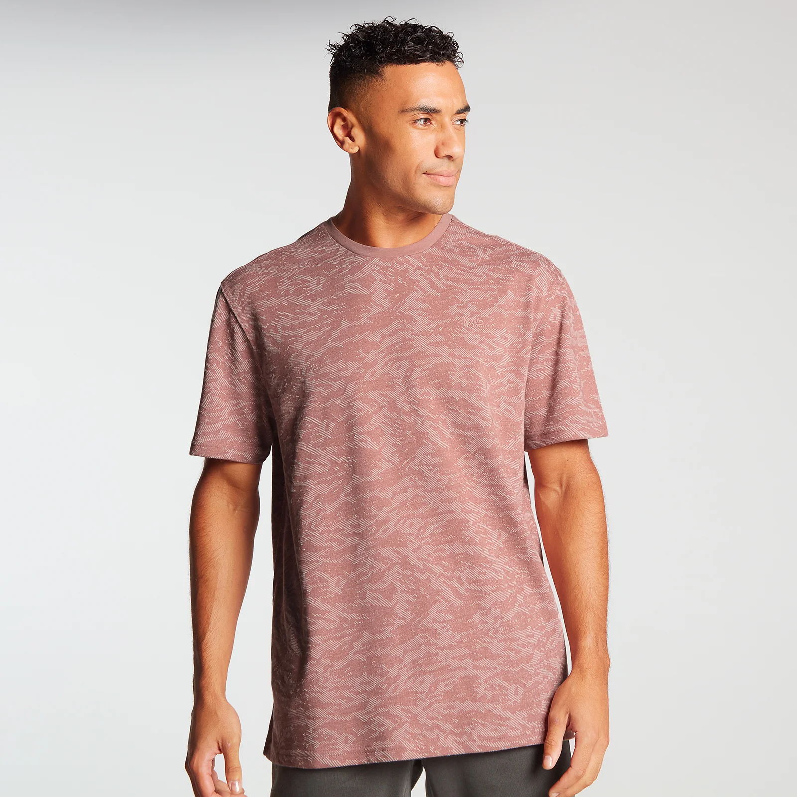 T-shirt sportiva a maniche corte oversize camo MP da uomo - Rosa antico - XXS Immagine 1