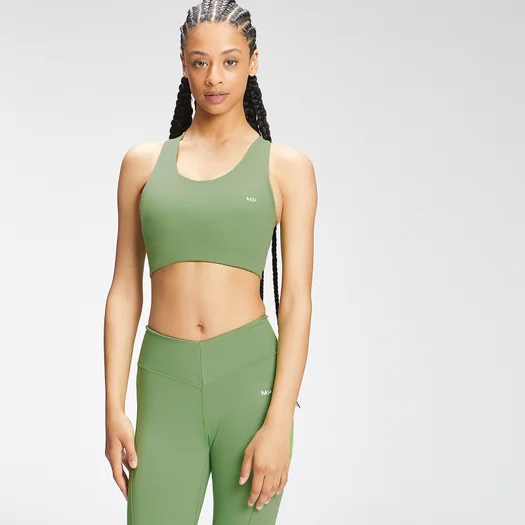 Reggiseno sportivo incrociato in Repreve® MP Tempo - Verde mela