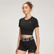 T-shirt crop a maniche corte Curve MP da donna - Nera
