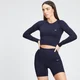 Maglia a maniche lunghe senza cuciture MP Shape da donna - Blu navy
