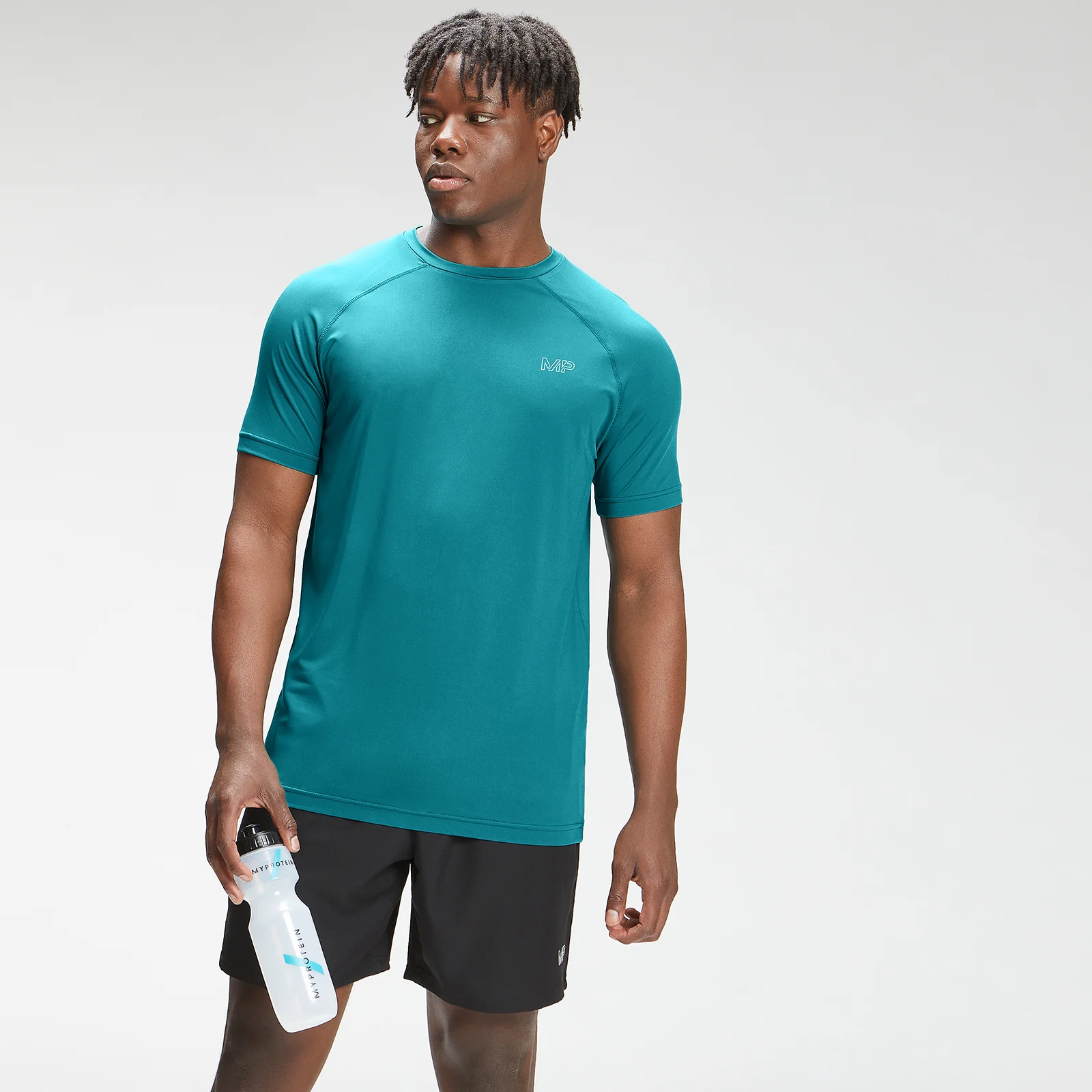 T-shirt sportiva a maniche corte con stampa MP Repeat Mark da uomo - Ottanio - XXS Immagine 1