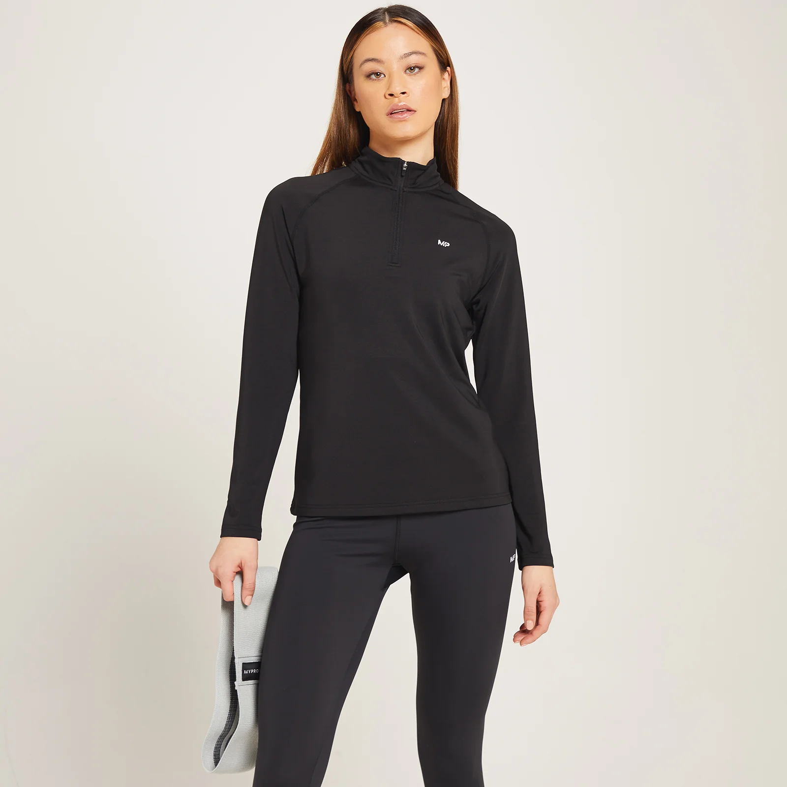 Maglia sportiva con cerniera 1/4 MP Linear Mark da donna - Nera - XXS Immagine 1