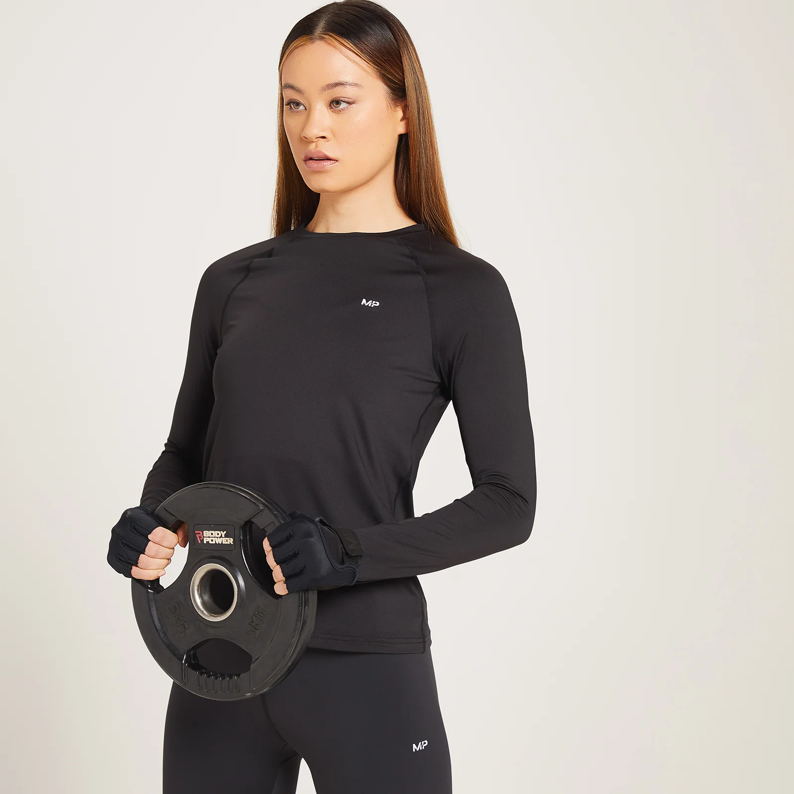 Maglia a maniche lunghe sportiva MP Linear Mark da donna - Nera - XXS Immagine 1