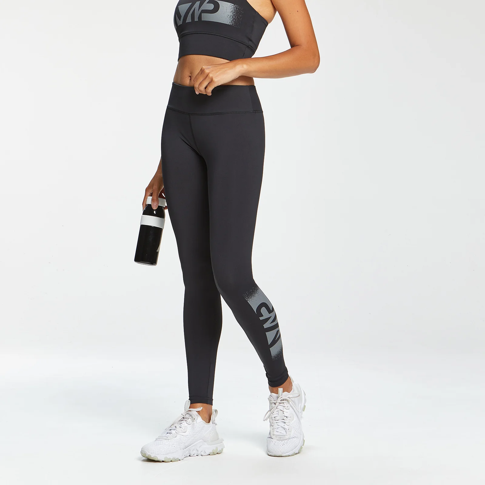 Leggings sportivi con stampa graffiti MP da donna - Neri - XXS Immagine 1