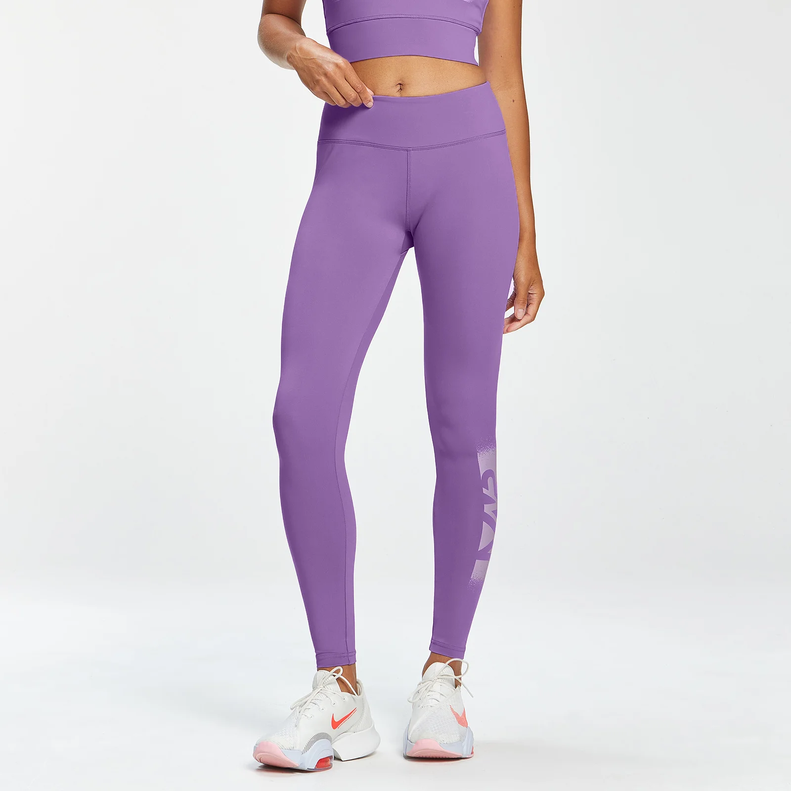 Leggings sportivi con stampa graffiti MP da donna - Lilla scuro - XXS Immagine 1