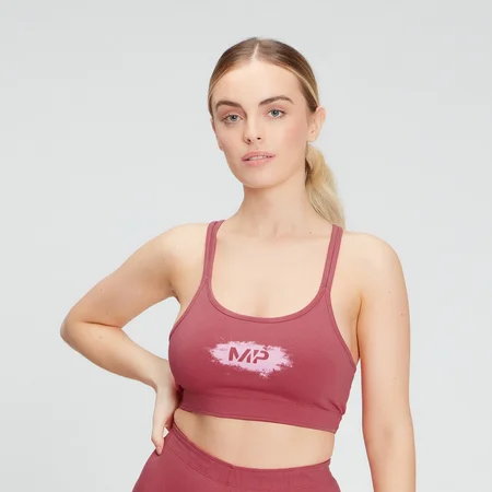 Reggiseno sportivo con stampa MP Chalk da donna - Rosa bacca