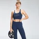 Reggiseno sportivo con stampa MP Repeat Mark da donna - Blu petrolio