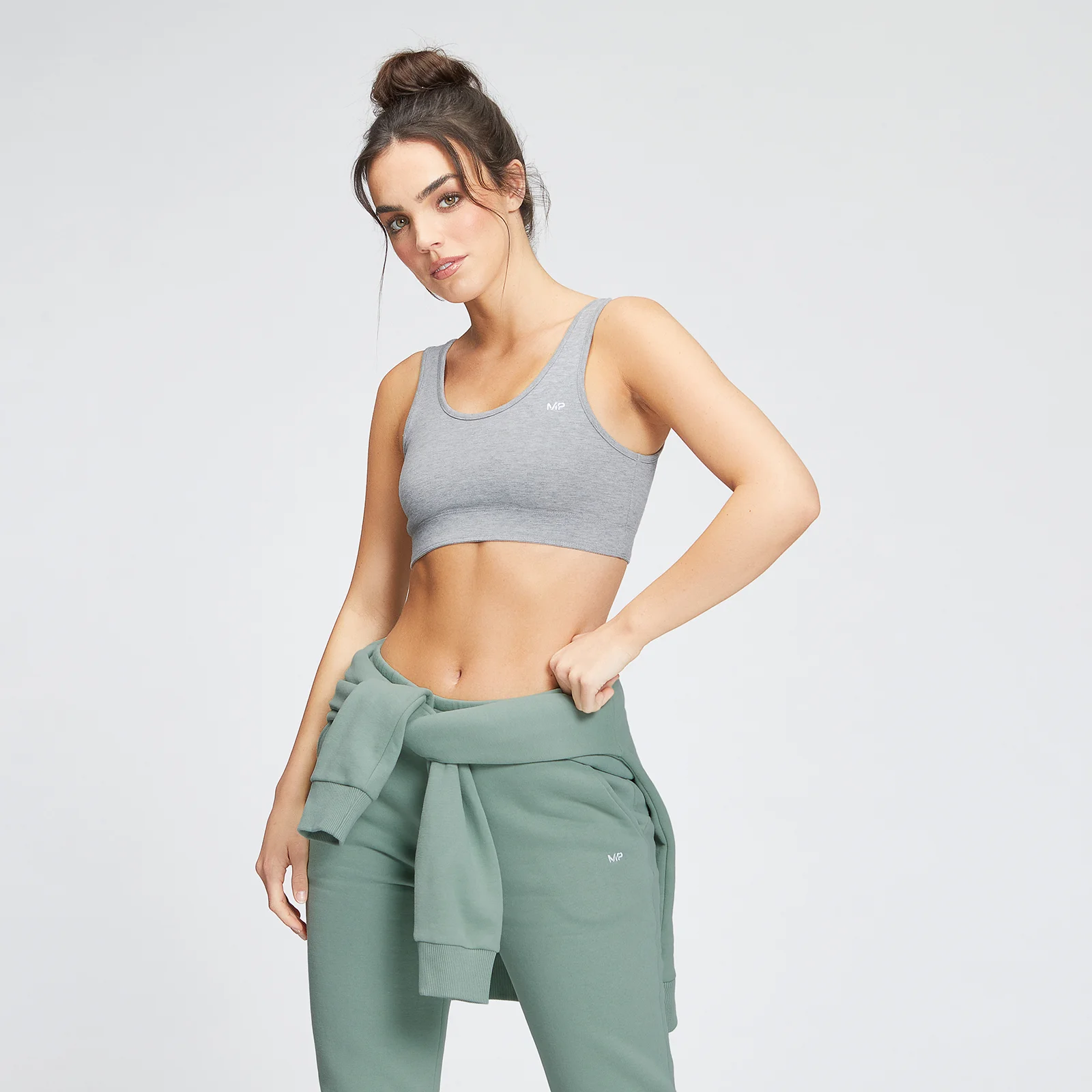 Reggiseno sportivo con spalline larghe MP Essentials da donna - Grigio mélange - XS Immagine 1