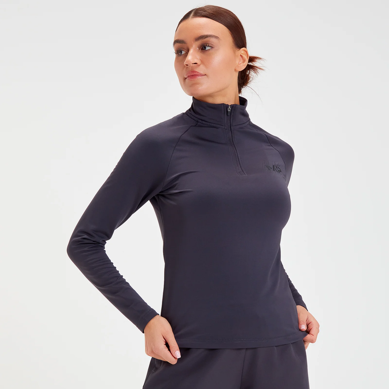 MP Women's Linear Line Graphic 1/4 Zip - Gun Metal - XXS Immagine 1