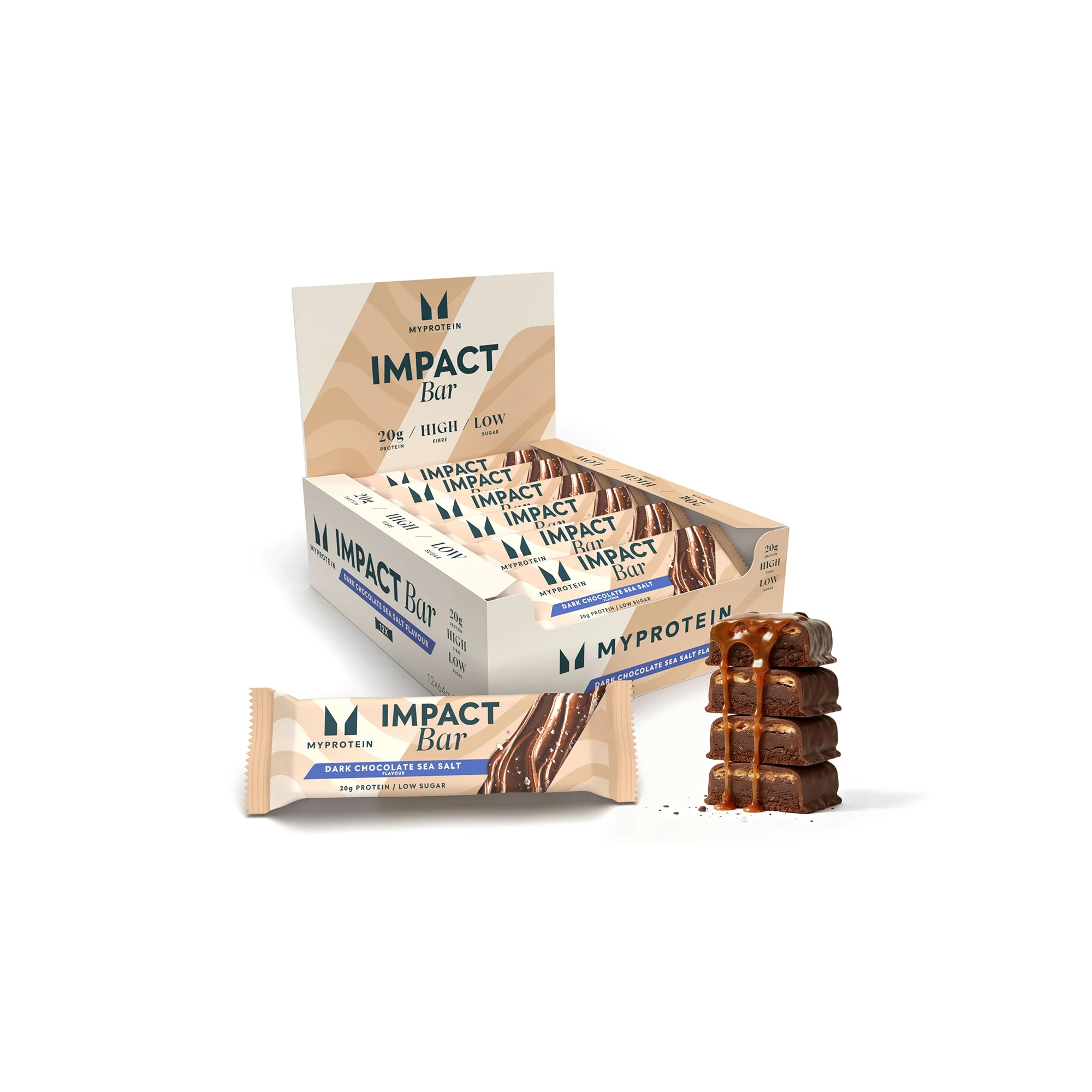Impact protein bar - 12 x 64g - Cioccolato fondente e sale marino Immagine 1