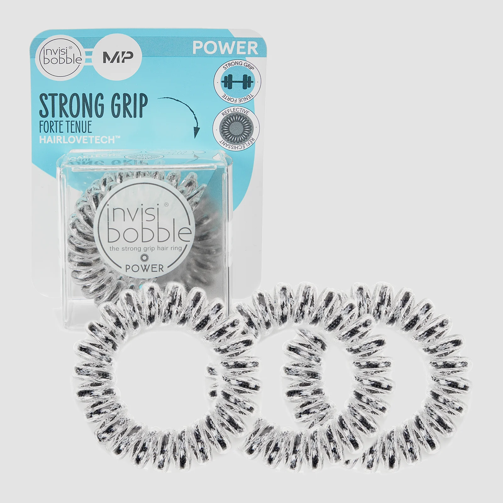 Elastico per capelli catarifrangente MP X Invisibobble® Power Reflective - Nero - CONFEZIONE DA 3 Immagine 1