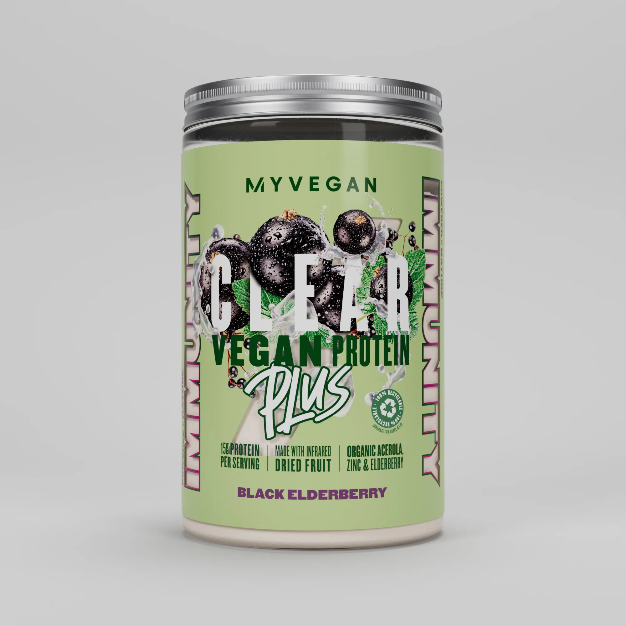 Clear Vegan Protein Plus - Difese immunitarie - 375g - Elderberry Immagine 1