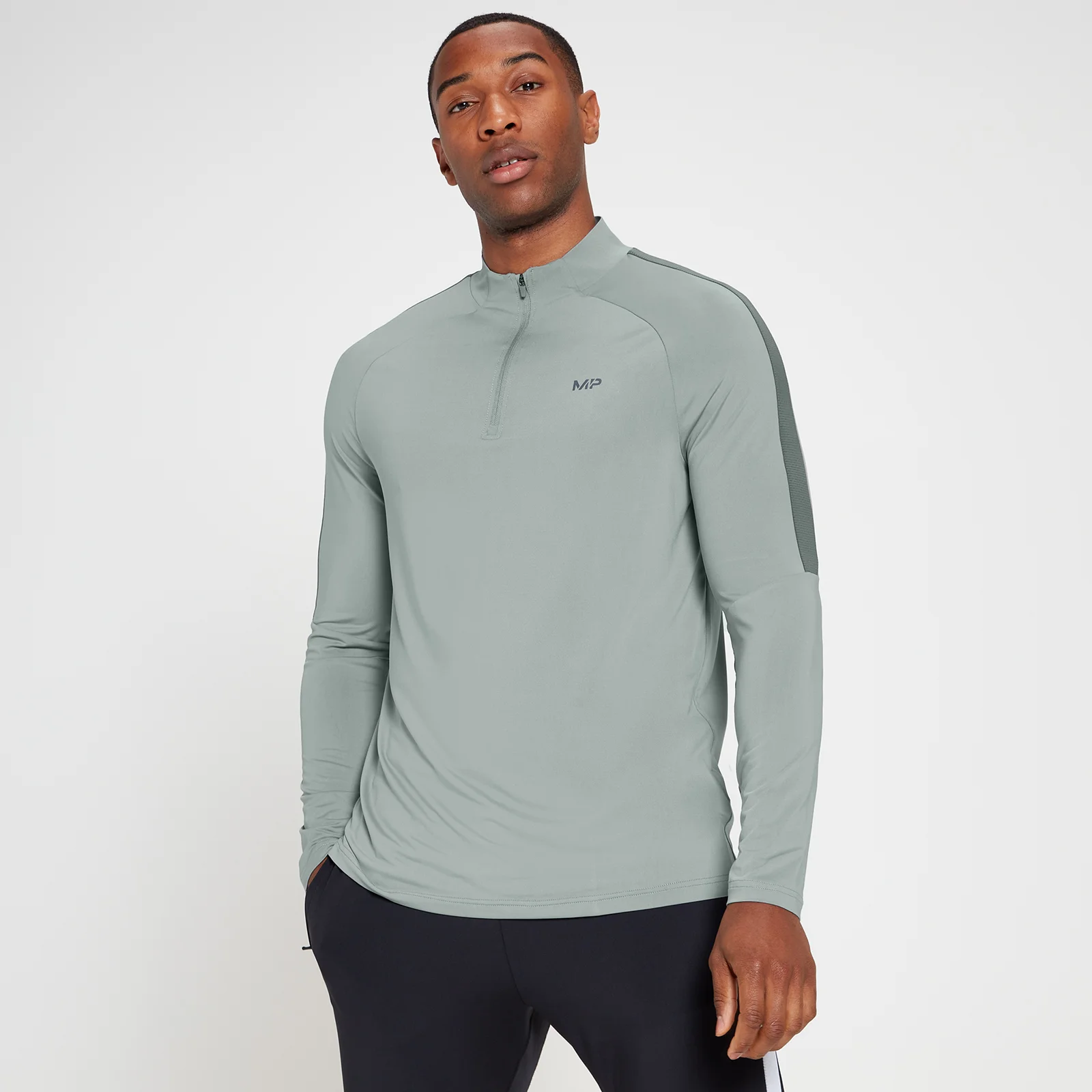 Maglia con cerniera 1/4 MP Tempo da uomo - Grigio tempesta - XXS Immagine 1