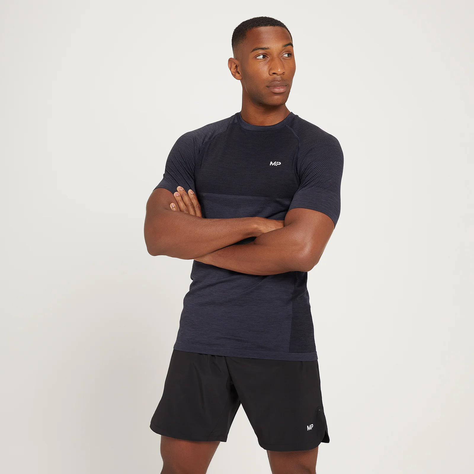T-Shirt a maniche corte MP Essential Seamless da uomo - Nero mélange - XS Immagine 1