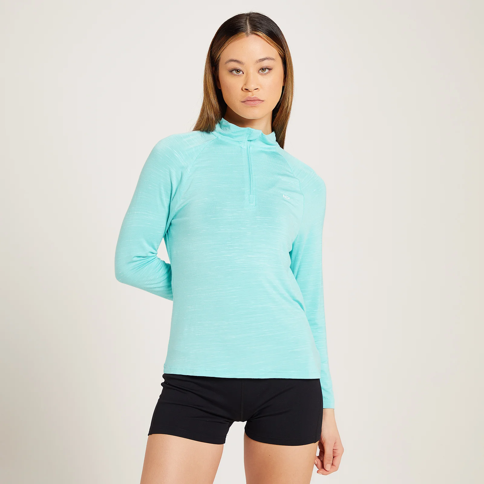Top sportivo con cerniera 1/4 MP Performance da donna - Arctic blue mélange - XXS Immagine 1