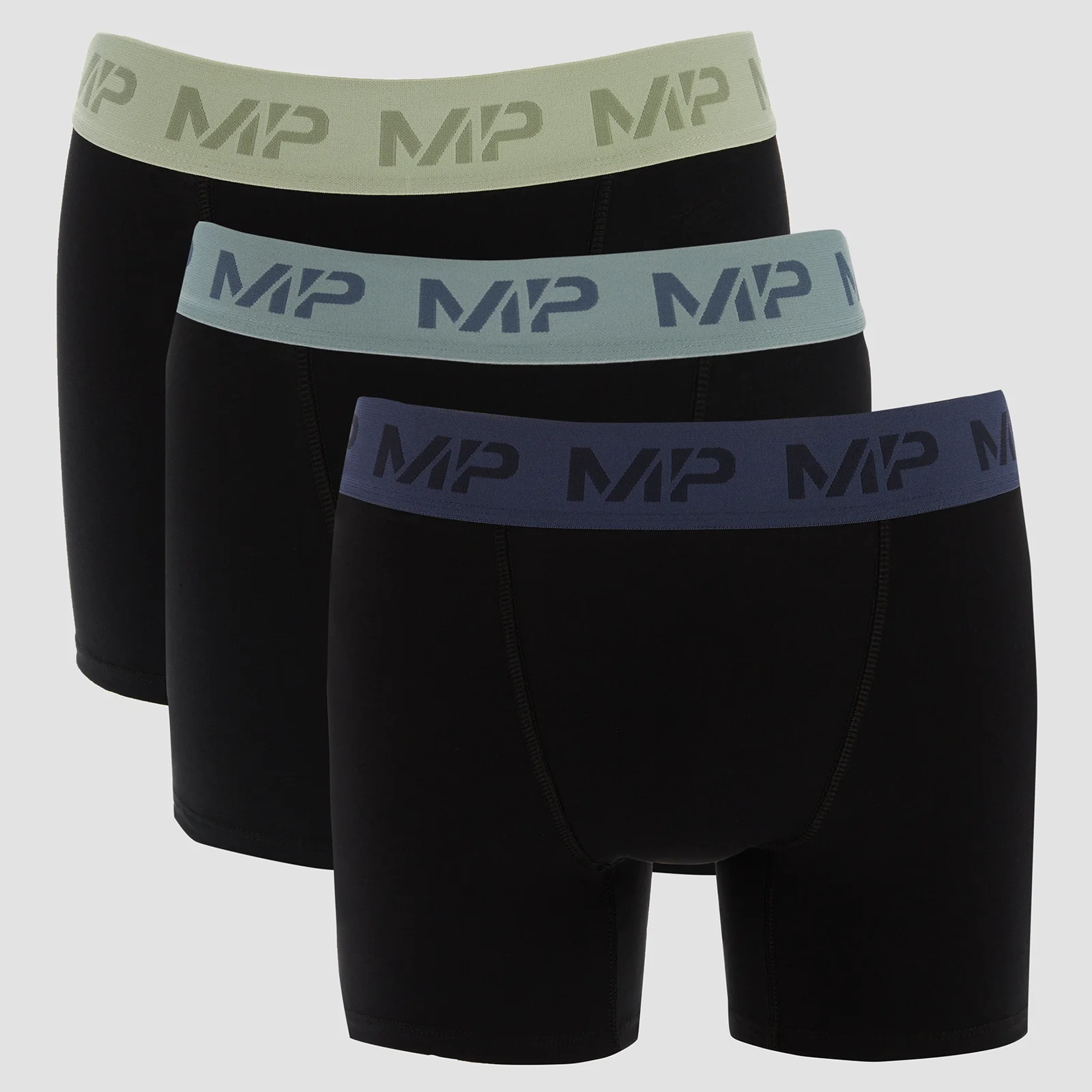 Boxer con cintura colorata MP da uomo (Confezione da 3) - Nero/Frost Green/Blu/Azzurro ghiaccio - XXS Immagine 1