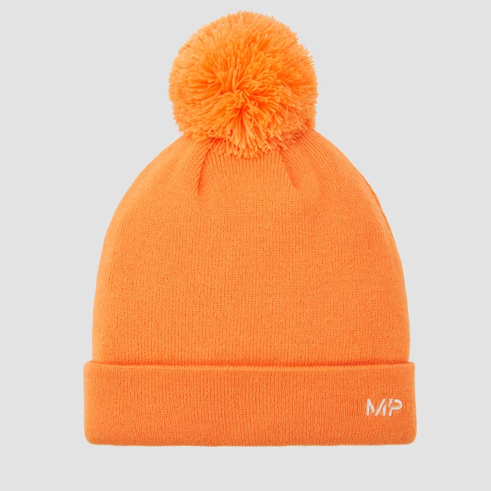 Berretto con pompon MP - Pesca/Bianco