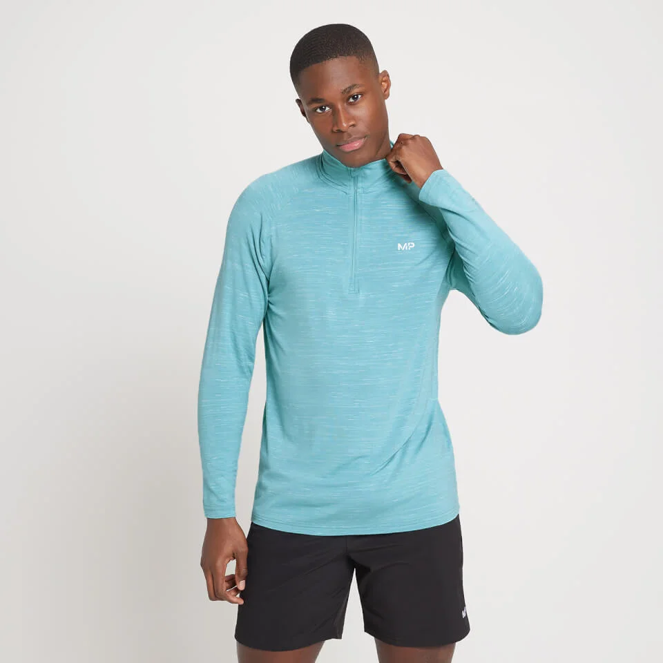 Maglia con cerniera 1/4 MP Performance da uomo - Verde fumo mélange - XXS Immagine 1