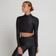 Maglia crop a maniche lunghe con cerniera 1/4 MP Engage da donna - Nera