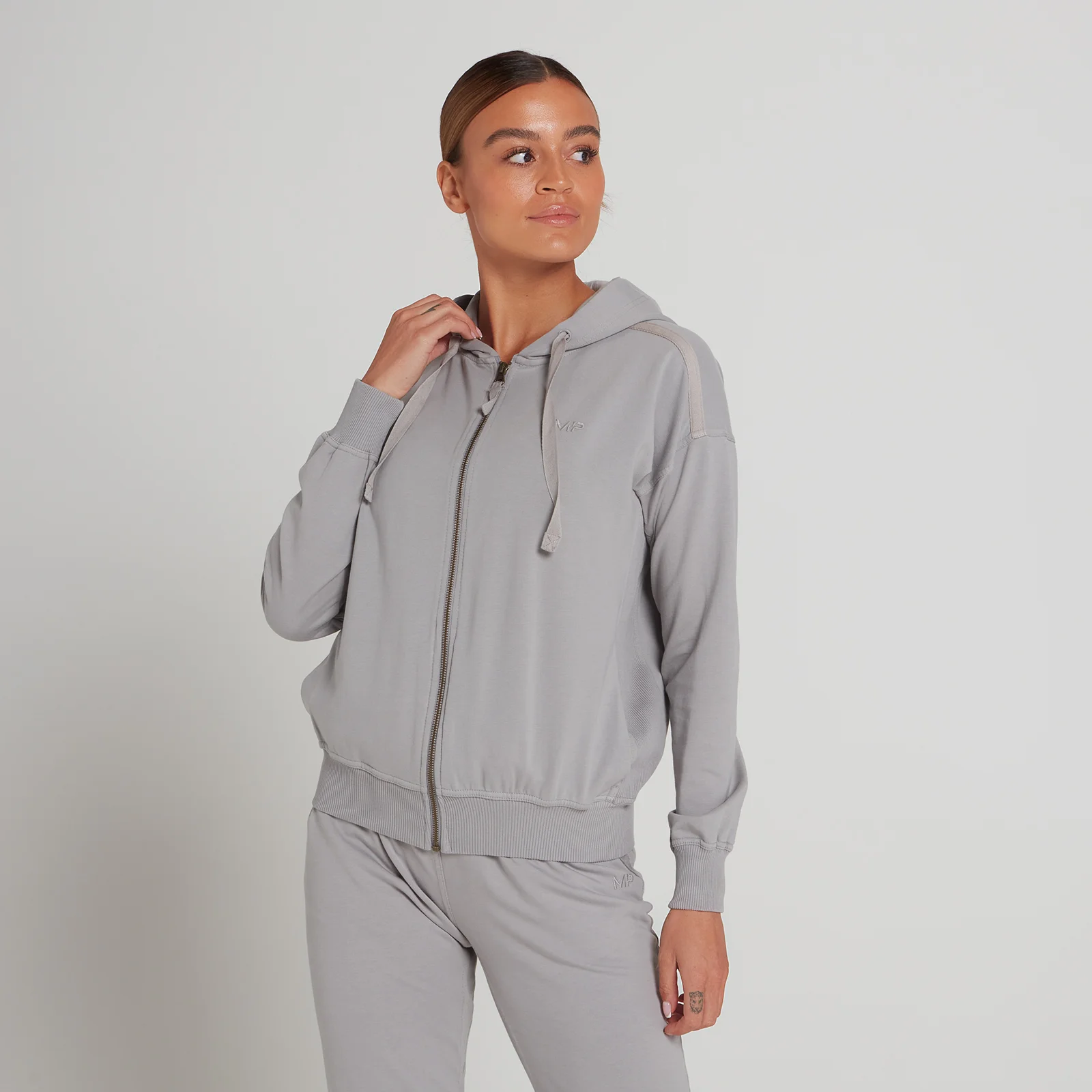 Felpa sportiva con cappuccio e cerniera MP Dynamic da donna - Grigio mélange - XXS Immagine 1