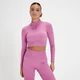 Crop top senza cuciture con cerniera 1/4 MP Tempo da donna - Rosa zebrato