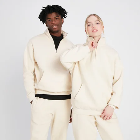 Maglia con cerniera 1/4 MP Rest Day - Ecru