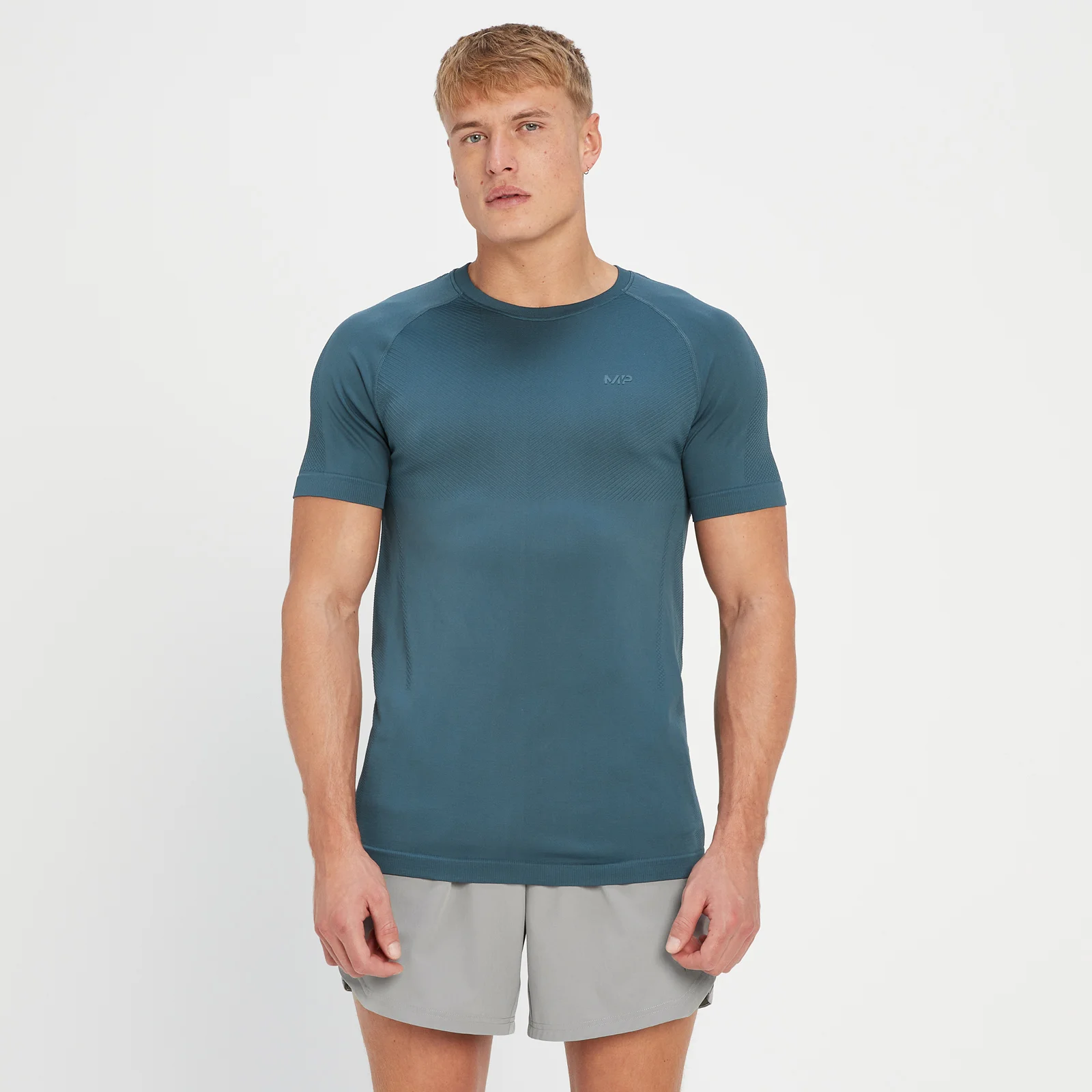 T-shirt a maniche corte senza cuciture MP Tempo Ultra da uomo - Smoke Blue - XXS Immagine 1