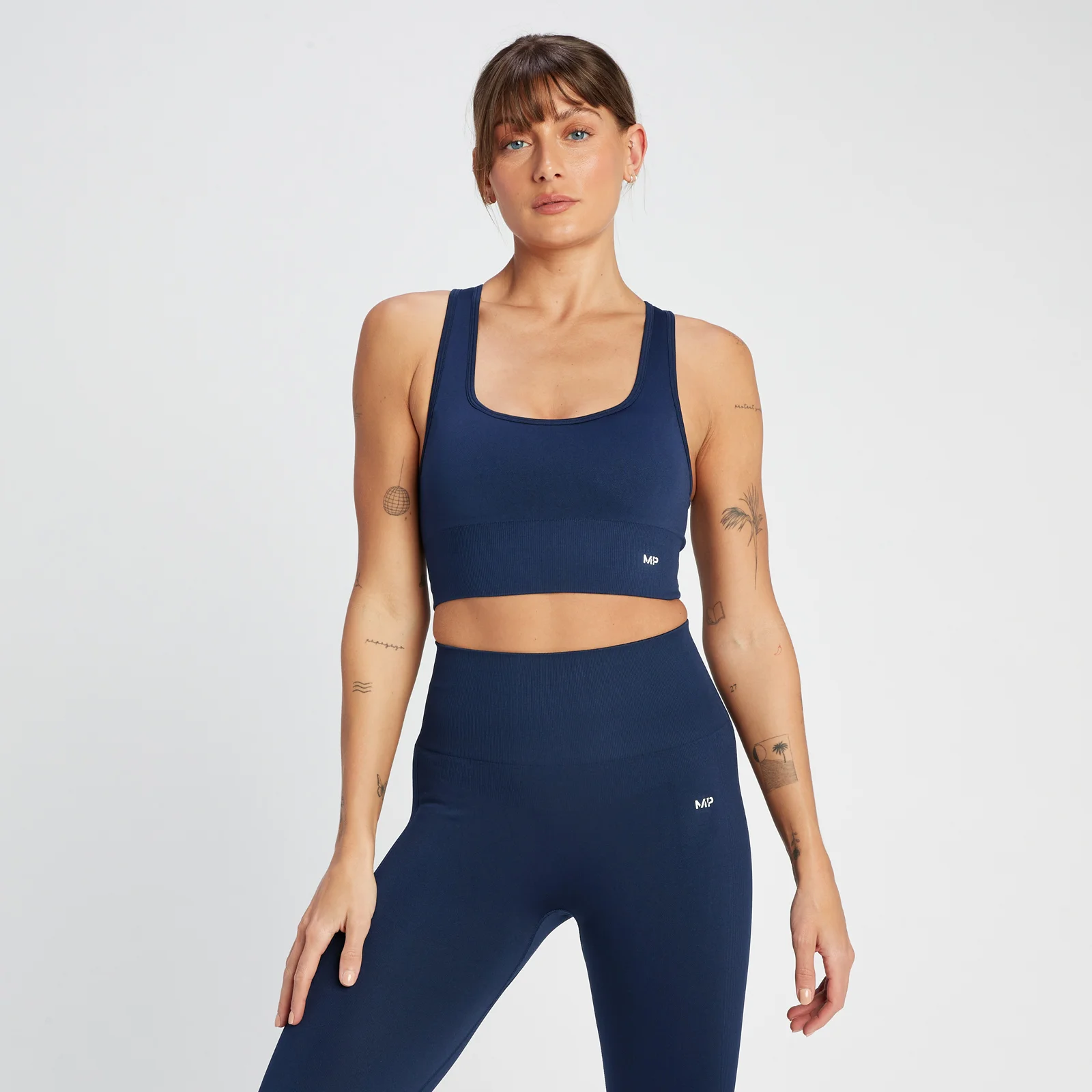 MP Women's Shape Seamless Cross Strap Sports Bra - Navy - XXS Immagine 1